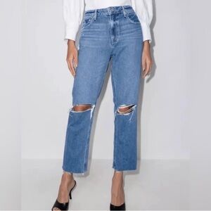 Paige Noella Distressed High Rise Straight Leg Ankle Jeans 28